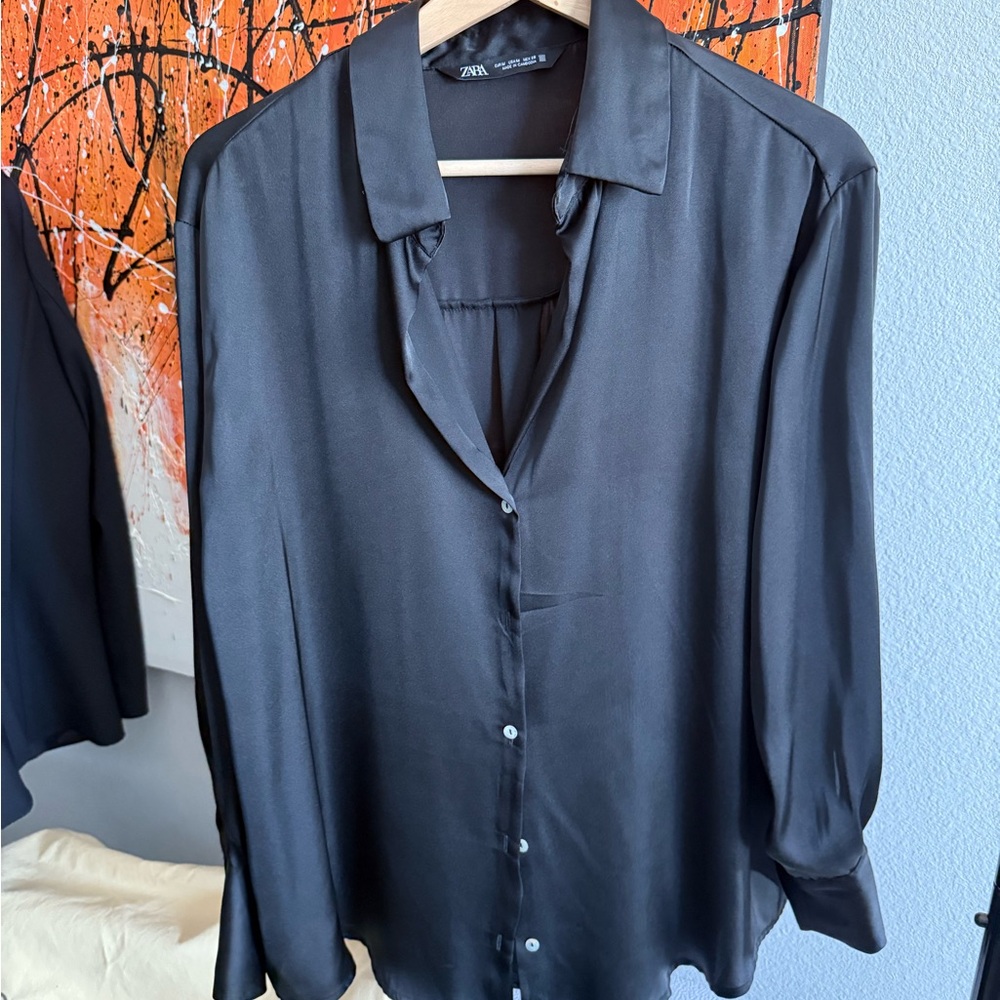 Zara Black Casual Button Down Shirt